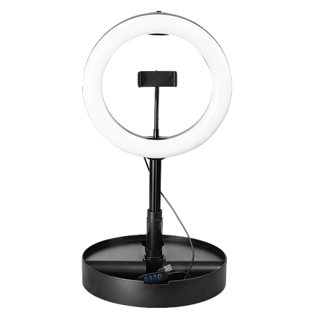 Hama 4642 Spotlight FoldUp 102 LED Ring Light, Set for Smartphones, Foldable