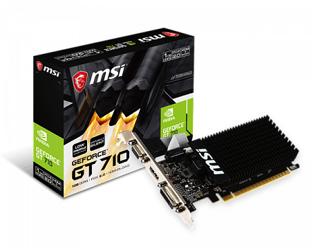 MSI GeForce GT 710 (GT 710 1GD3H LP) /  1GB GDDR3 64Bit 954/1600Mhz, D-Sub, DL-DVI-D, HDMI, Passive Heatsink, Low Profile Design, Retail,процессоры ,оперативная память, ssd, M2, hdd, кейсы