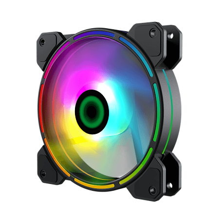 PC Case Fan GAMEMAX FN-12Rainbow-D, 120mm, <25dB, 36CFM, 1100RPM, Hydraulic bearing, Rainbow Ring