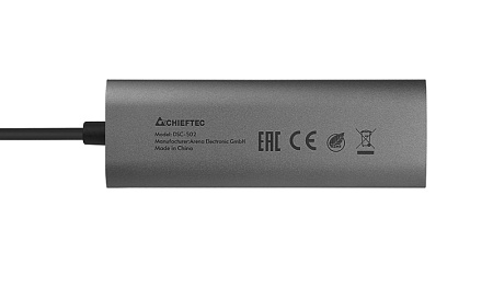 Docking Station Chieftec DSC-502, 5-in-1, 2xUSB-C, 2xUSB3.2, HDMI, PD 80W, Aluminum, Titanium grey