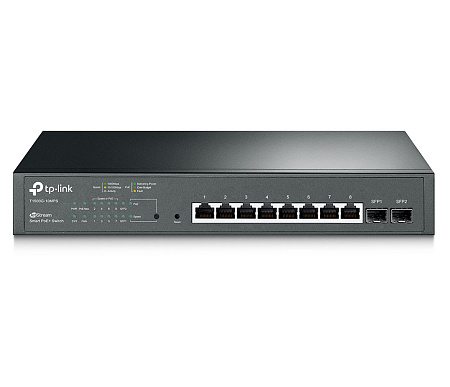 .8-port Gigabit  Smart PoE+ Switch, TP-LINK "T1500G-10MPS", with 2 SFP Slots , steel case