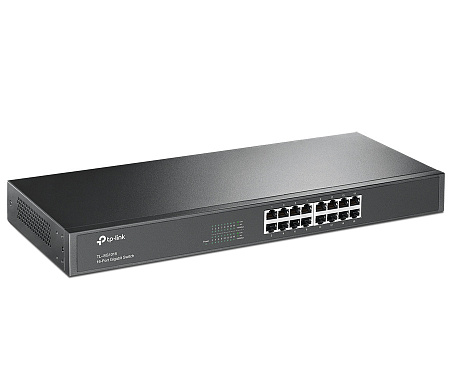 16-port 10/100/1000Mbps Switch TP-LINK "TL-SG1016", 1U 19" Rack Mount, Metal Case