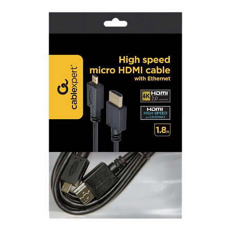 Cable HDMI to micro HDMI 1.8m  Cablexpert, male - micro D-male, V1.3, Black, CC-HDMID-6