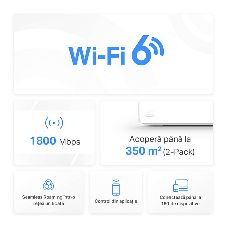 Whole-Home Mesh Dual Band Wi-Fi 6 System MERCUSYS, "Halo H70X(2-pack)", 1800Mbps, MU-MIMO,Gbit Ports