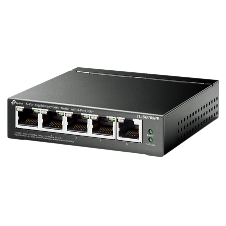 .5-port 10/100/1000Mbps  POE+ Easy Smart Switch TP-LINK "TL-SG105PE", 65W Budget, Steel Case