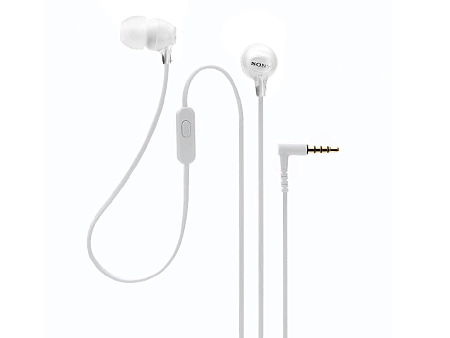 Earphones  SONY  MDR-EX15AP, Mic on cable,  4pin 3.5mm jack L-shaped, Cable: 1.2m White