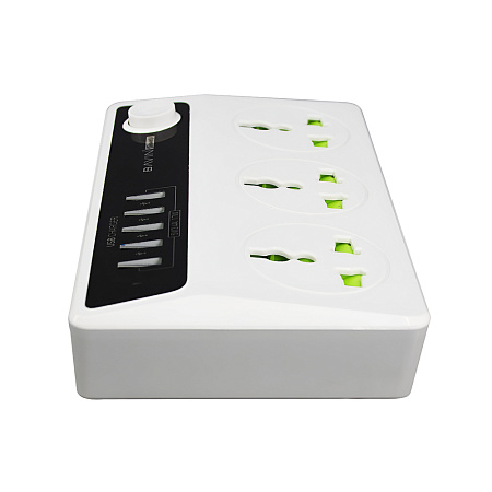 BAVIN Power Socket 3 Outlets + 4 USB 3.4A, Intelligent Timer Control, EU Plug, White