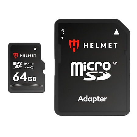 Helmet MicroSD Card UHS-I (U3) (V30) + SD Adapter, Speed Line, 64 GB