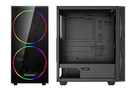 Case ATX GAMEMAX Aero, w/o PSU, 0.5mm, 2x200mm & 1x120mm ARGB fans, ARGB+PWM Hub, Front Mesh, TG, DF
