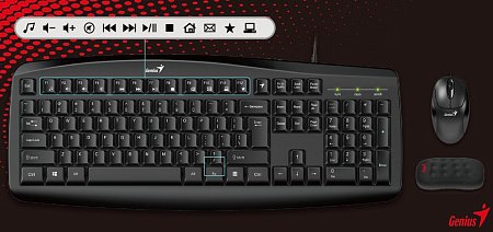 Keyboard & Mouse Genius Smart KM-200, 12 Fn keys, Concave keycap, Spill resistant, 1000dpi, 3 button