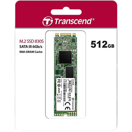 .M.2 SATA SSD  512GB Transcend  "TS512GMTS830S" [80mm, R/W:560/510MB/s, 85K/85K IOPS, SM2258, 3DTLC]