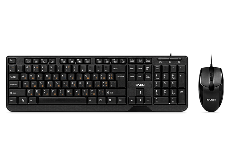 Keyboard & Mouse SVEN KB-S330C, Fn keys, Splash proof, 1200 dpi, 3 buttons, 1.5m, USB, EN/RU, Black Keyboard & Mouse SVEN KB-S330C, Fn keys, Splash proof, 1200 dpi, 3 buttons, 1.5m, USB, EN/RU, Black