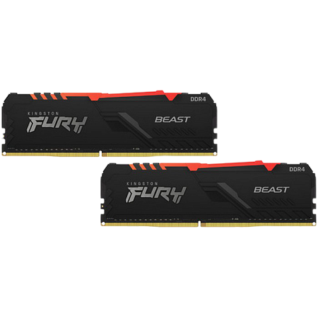 32GB DDR4-3600MHz  Kingston FURY Beast RGB (Kit of 2x16GB) (KF436C18BBAK2/32), CL18-22-22, 1.35V,Blk