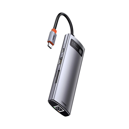 Baseus HUB 8in1 Type-C to 1*HDMI+USB-A 3.0+PD*1+RJ45*1+SD/TF*1, Metal Gleam Series, Space Gray