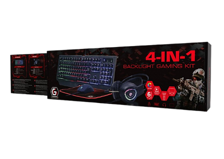 Gaming Keyboard & Mouse & Mouse Pad & Headset Gembird "Phantom" GGS-UMGL4-01-RU, RGB, USB/3.5 Gaming Keyboard & Mouse & Mouse Pad & Headset Gembird "Phantom" GGS-UMGL4-01-RU, RGB, USB/3.5