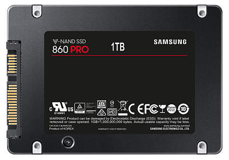 2.5" SATA SSD 1.0TB Samsung 860 PRO "MZ-76P1T0BW" [R/W:560/530MB/s, 100K IOPS, MJX, VNAND 2bit MLC]