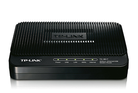 ADSL Router TP-LINK "TD-8817",1xEthernet port+1xUSB, ADSL/ADSL2/ADSL2+, Splitter, Annex A