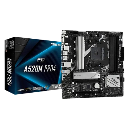 Материнская плата ASRock A520M PRO4, AM4, AMD A520, Micro-ATX