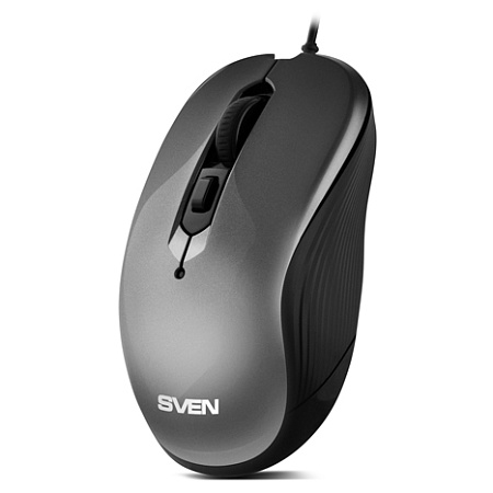 Mouse SVEN RX-520S, 800-3200 dpi, 6 buttons, Ambidextrous, Silent, 83g., 1.5m, USB, Gray