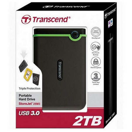 Внешний портативный жесткий диск Transcend StoreJet 25M3C, 2 ТБ, Iron Gray (TS2TSJ25M3C)