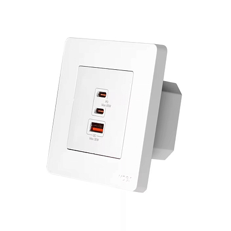 Moes Star Ring Socket 65W GAN 3 Ports (2*Type C+1*USB-A), White