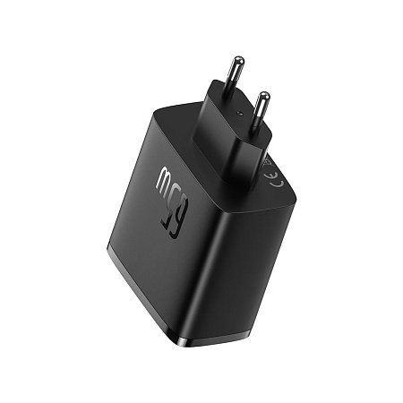 Baseus Wall Charger GaN 2*Type-C+1*USB-A 65W, Cube Pro Series, Cluster Black