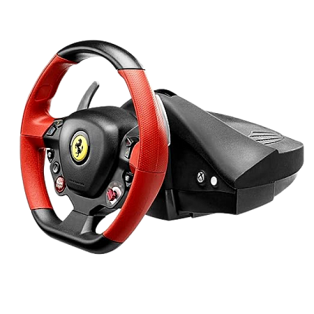 Wheel Thrustmaster Ferrari 458 Spider, 240 degree, Two 100%-metal paddle shifters. 2-pedal pedal set