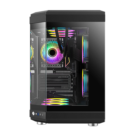 Case ATX GAMEMAX HYPE , w/o PSU, 0.8mm, 3x120mm ARGB fans, ARGB Hub, TG, Fish tank design, Dust Filt