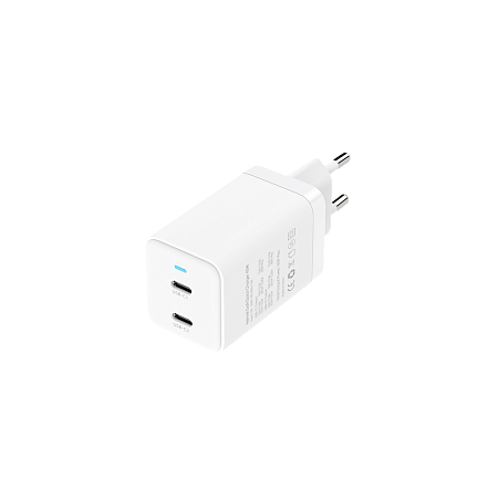 Helmet Wall Charger GaN 2*Type-C 45W 6A, White Helmet Wall Charger GaN 2*Type-C 45W 6A, White