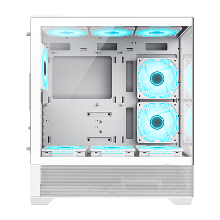Case ATX GAMEMAX Vista AW, w/o PSU, 0.6mm, 6x120mm ARGB, ARGB Hub, RC, Front&Side Tempered Glass, 1x