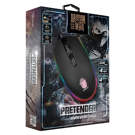 Gaming Mouse Qumo Pretender, Optical,1200-3200 dpi, 4 buttons, 7 color backlight, USB 