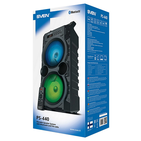Speakers SVEN "PS-440" 20w, Black, TWS, Bluetooth, FM, USB, microSD, LED-display, RC, 2x2000mA* Speakers SVEN "PS-440" 20w, Black, TWS, Bluetooth, FM, USB, microSD, LED-display, RC, 2x2000mA*