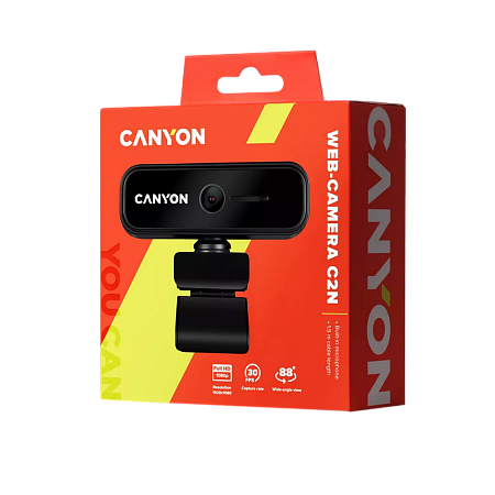PC Camera Canyon C2N, 1080p/30fps, Sensor 2 MP, FoV 88°, Shutter, Microphone, Black