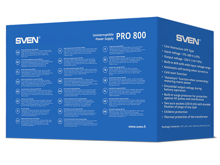 UPS SVEN Pro  800, 800VA/480W, Line Interactive, AVR, LED, 2xShuko Sockets