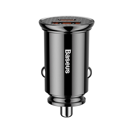 Baseus Car Charger 1*USB-A+1*Type-C 30W, Black