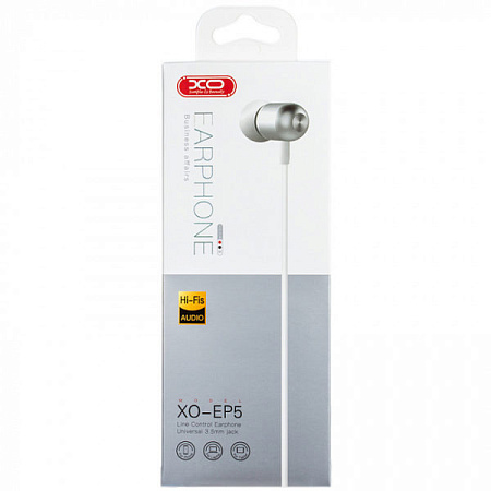 XO earphones, EP5 stereo earphone, Silver