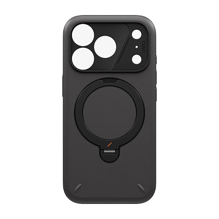 Uniq Case for iPhone 18 Pro 6.3 Hybrid Elix With 360 Rotating KickStand, Charcoal Grey