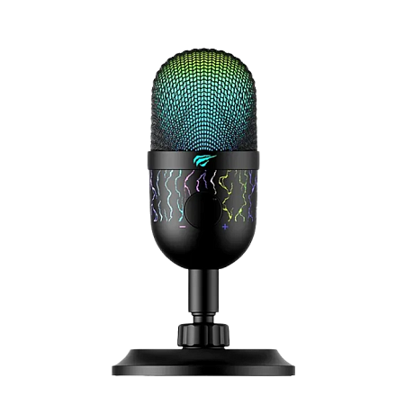 Microphones Havit GK52, Cardioid, 50Hz-16kHz, -33±2dB, Button mute key, 1.8m. RGB, USB, Black