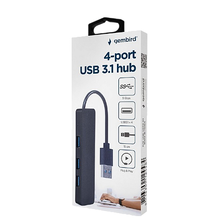 USB  3.0 Hub 4-port Gembird "UHB-U3P4-04", Black