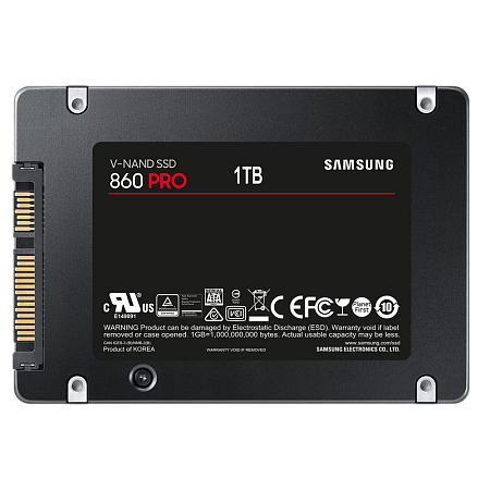 2.5" SATA SSD 1.0TB Samsung 860 PRO "MZ-76P1T0BW" [R/W:560/530MB/s, 100K IOPS, MJX, VNAND 2bit MLC]