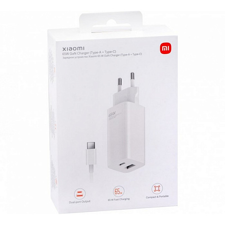 Зарядное устройство Xiaomi AD652GEU , 65Вт, Белый