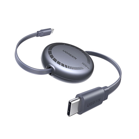 UGREEN Cable Type-C to Type-C Retractable 5A/100W, 1M, Black | L531