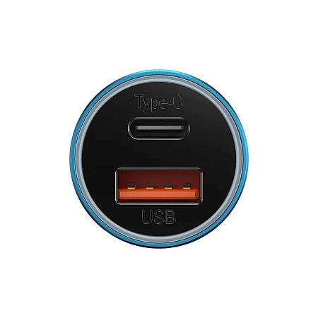 Baseus Car Charger Golden Contactor Max 1*USB-A+1*Type-C 60W, Blue Baseus Car Charger Golden Contactor Max 1*USB-A+1*Type-C 60W, Blue
