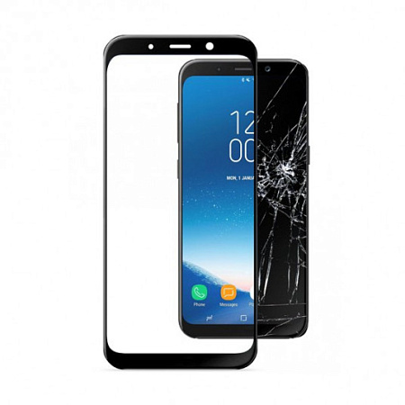 Защитное стекло Cellularline Tempered Glass - Samsung Galaxy A8 (2018), Чёрный