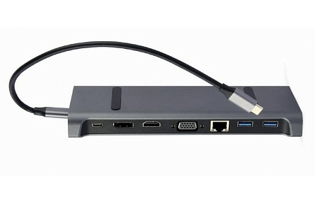 Docking Station Gembird A-CM-COMBO9-02, 3xUSB3.1, USB-C, HDMI, DP, VGA, LAN, 3.5mm, PD 87W, Metal ho