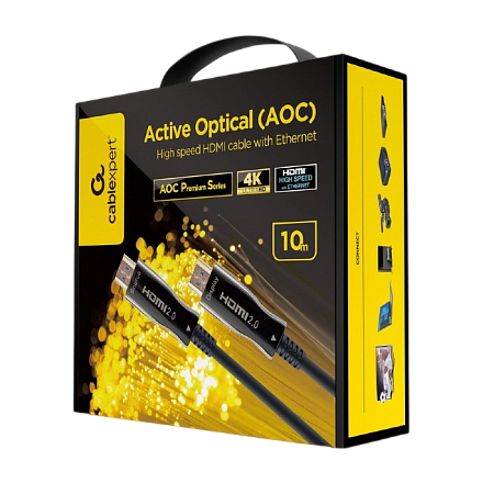 Cable HDMI to HDMI Active Optical 10.0m Cablexpert, 4K UHD at 60Hz, CCBP-HDMI-AOC-10M-02