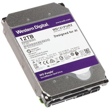 3.5" HDD 12.0TB-SATA-256MB Western Digital  "Purple (WD121PURZ)", Surveillance, CMR