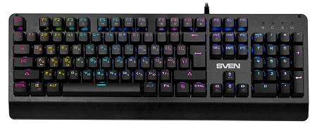 Gaming Keyboard SVEN KB-G9700, Mechanical, Red SW, Metal plate, Anti-Ghosting, RGB, 1.8m, USB, EN/RU Gaming Keyboard SVEN KB-G9700, Mechanical, Red SW, Metal plate, Anti-Ghosting, RGB, 1.8m, USB, EN/RU
