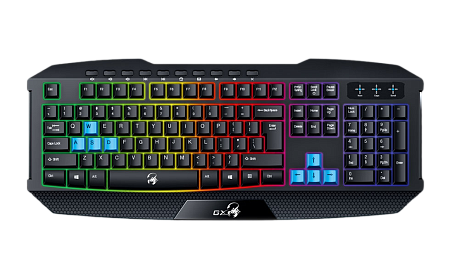 Gaming Keyboard Genius SCORPION K215, Multimedia, Spill-resistant, 7 color backlight, Black, USB