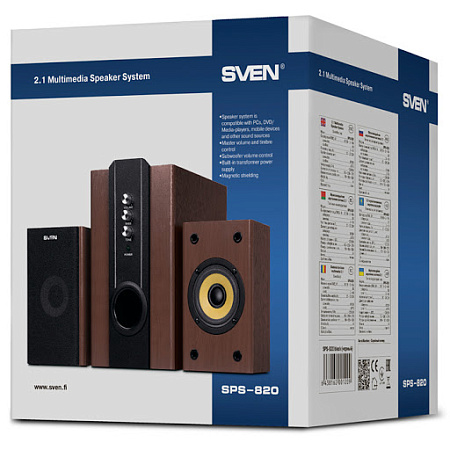 Speakers SVEN "SPS-820" Wooden, 38w / 18w + 2x10w / 2.1 Speakers SVEN "SPS-820" Wooden, 38w / 18w + 2x10w / 2.1